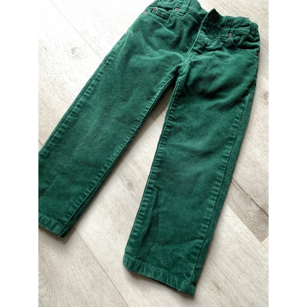 Janie and Jack Kids Green Corduroy Pants Adjustable Waist Size 3 Preppy Classic